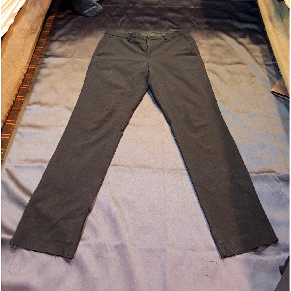 Calvin Klein Men's Black Slim Fit Stretch Dress Pants Twill Flat Front 29x30